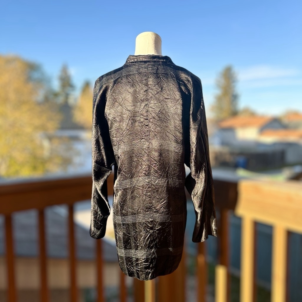 Joseph Ribkoff Black White Plaid Long sleeves Button-Up Satin Blouse Women Sz 8 - Picture 5 of 12